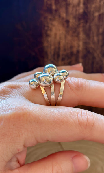 MEXICAN SILVER BUBBLES Ring LSC07 • Size 6 1/4