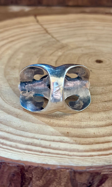 SANDCAST SILVER TURQUOISE Vintage Navajo Ring LSC03 • Size 4 1/2