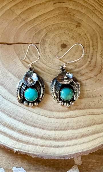 BIRDS NEST Mexican Sterling Silver and Turquoise Earrings