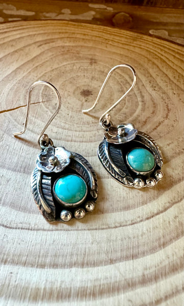 BIRDS NEST Mexican Sterling Silver and Turquoise Earrings