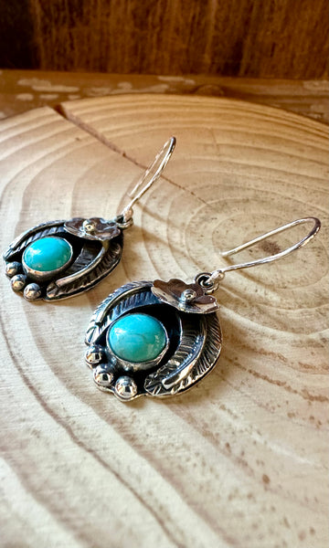 BIRDS NEST Mexican Sterling Silver and Turquoise Earrings