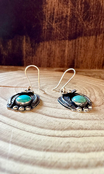 BIRDS NEST Mexican Sterling Silver and Turquoise Earrings