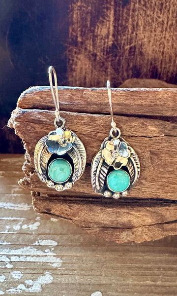 BIRDS NEST Mexican Sterling Silver and Turquoise Earrings