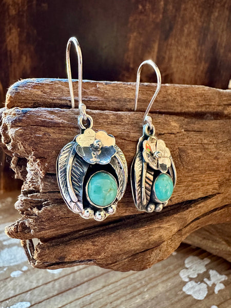 BIRDS NEST Mexican Sterling Silver and Turquoise Earrings