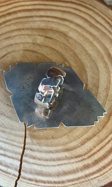 NAVAJO JASPER and Sterling Silver Statement Ring LS01 • Size 8