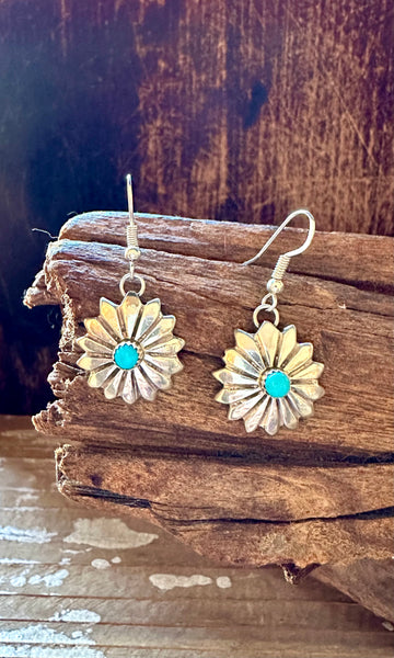 SWEET SNOWFLAKE Sterling Silver and Turquoise Earrings