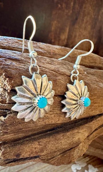 SWEET SNOWFLAKE Sterling Silver and Turquoise Earrings