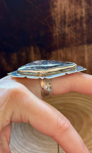 NAVAJO JASPER and Sterling Silver Statement Ring LS01 • Size 8