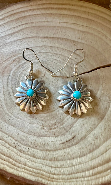 SWEET SNOWFLAKE Sterling Silver and Turquoise Earrings