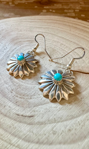 SWEET SNOWFLAKE Sterling Silver and Turquoise Earrings