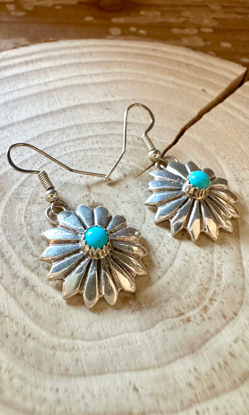 SWEET SNOWFLAKE Sterling Silver and Turquoise Earrings