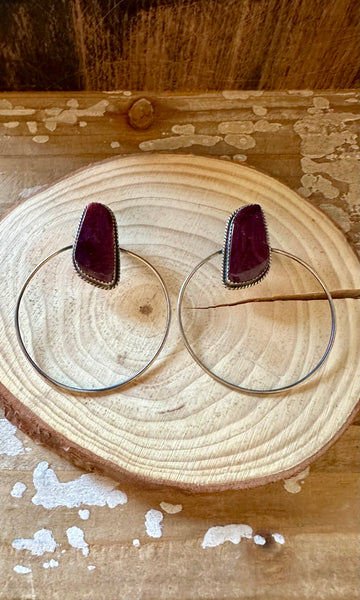 ELOUISE KEE PURPLE Spiney Oyster Sterling Silver Hoop Earrings