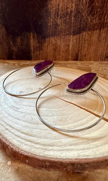 ELOUISE KEE PURPLE Spiney Oyster Sterling Silver Hoop Earrings