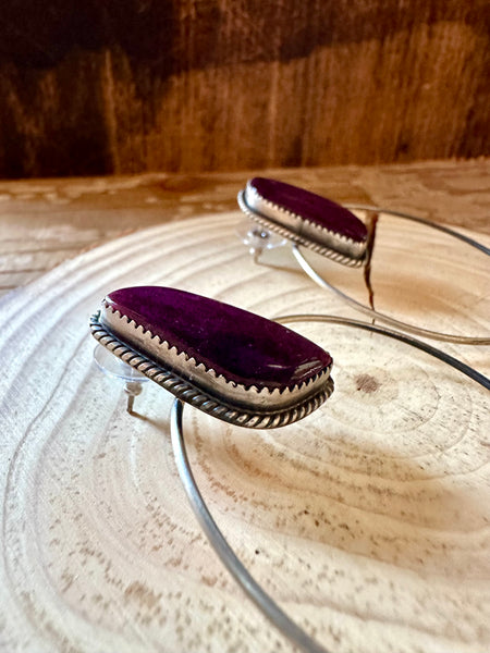 ELOUISE KEE PURPLE Spiney Oyster Sterling Silver Hoop Earrings