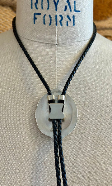 WILBUR IULE Zuni Turquoise Bolo Tie w/ Leather Cord