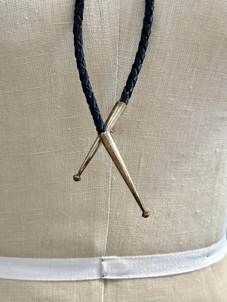 JOHN Q. BOWANNIE Zuni Bolo Tie w/ Leather Cord