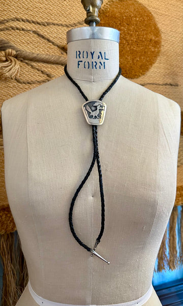 BENNETT PAT. PEND. Road Runner Sterling Silver Bolo Tie w/ Leather Cord