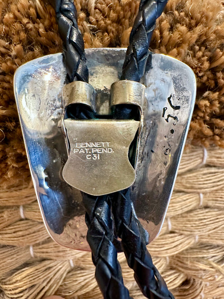 BENNETT PAT. PEND. Road Runner Sterling Silver Bolo Tie w/ Leather Cord