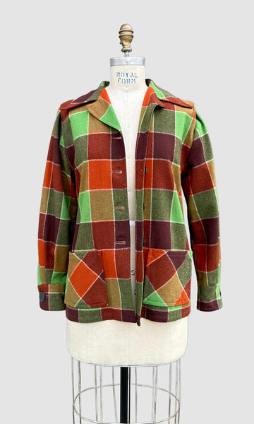 VINTAGE WESTERN STAR 50s 49er Wool Plaid Shirt Jacket • Medium
