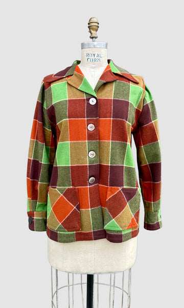 VINTAGE WESTERN STAR 50s 49er Wool Plaid Shirt Jacket • Medium