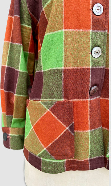 VINTAGE WESTERN STAR 50s 49er Wool Plaid Shirt Jacket • Medium