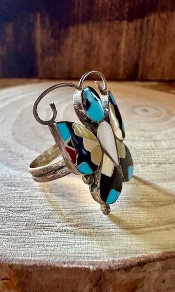 TAKING FLIGHT Allison Dishta Inlay Butterfly Zuni Ring • Size 9