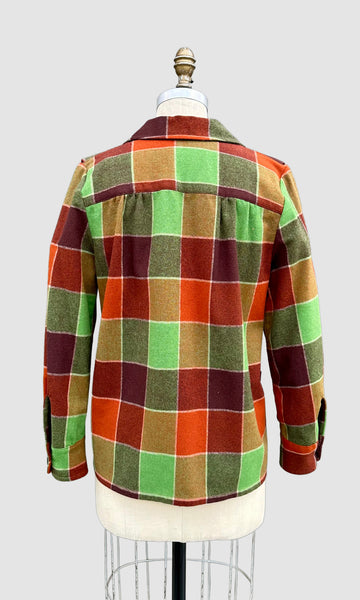 VINTAGE WESTERN STAR 50s 49er Wool Plaid Shirt Jacket • Medium