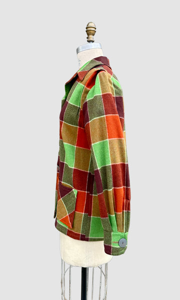 VINTAGE WESTERN STAR 50s 49er Wool Plaid Shirt Jacket • Medium