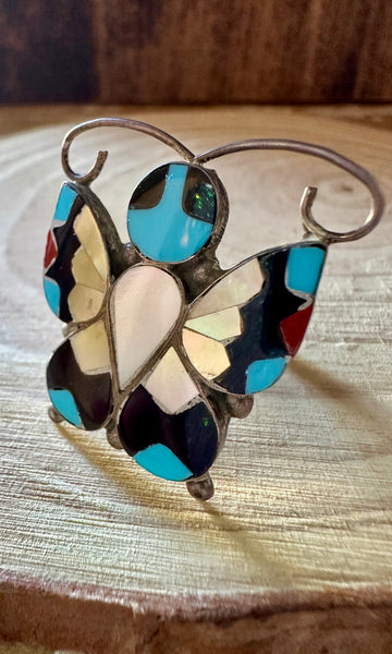 TAKING FLIGHT Allison Dishta Inlay Butterfly Zuni Ring • Size 9