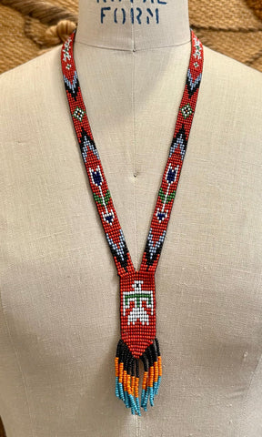 BEADED THUNDERBIRD Navajo Peyote Beading Necklace JM14