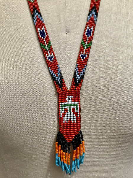 BEADED THUNDERBIRD Navajo Peyote Beading Necklace JM14