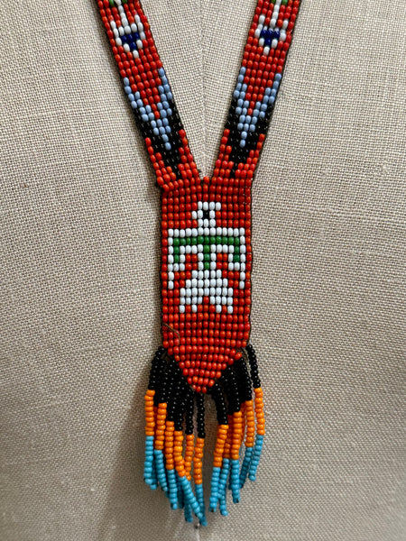 BEADED THUNDERBIRD Navajo Peyote Beading Necklace JM14