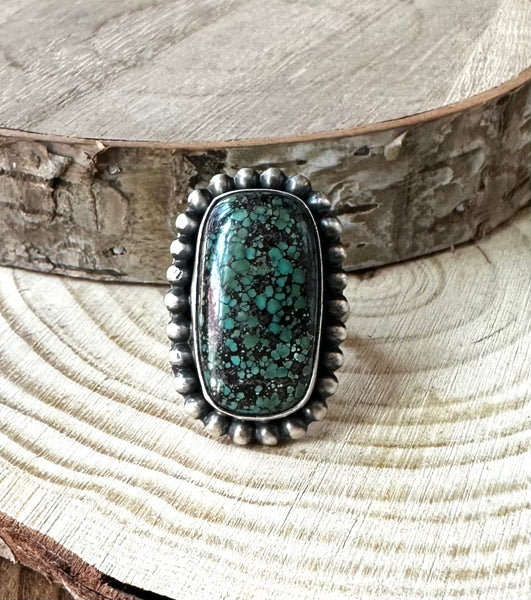 S SKEETS Navajo Turquoise and Silver Ring, size 5