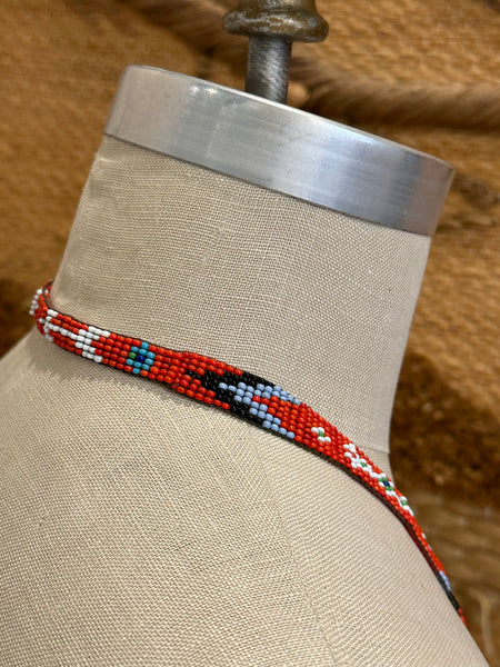 BEADED THUNDERBIRD Navajo Peyote Beading Necklace JM14