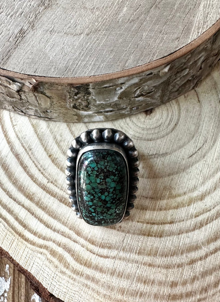 S SKEETS Navajo Turquoise and Silver Ring, size 5