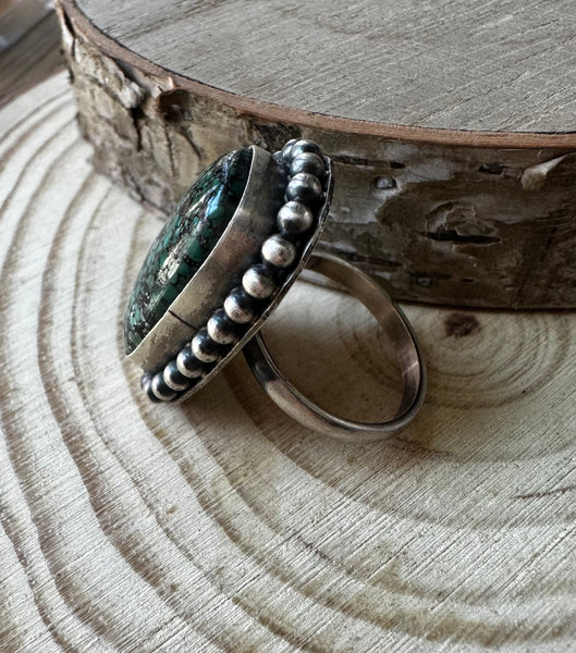 S SKEETS Navajo Turquoise and Silver Ring, size 5