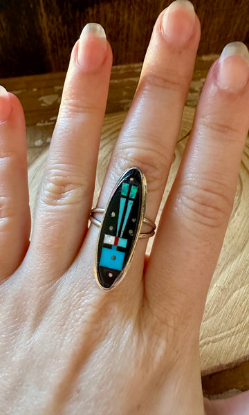 GILBERT SMITH UFO Night Sky Ring Micro Inlay • Size 7.5