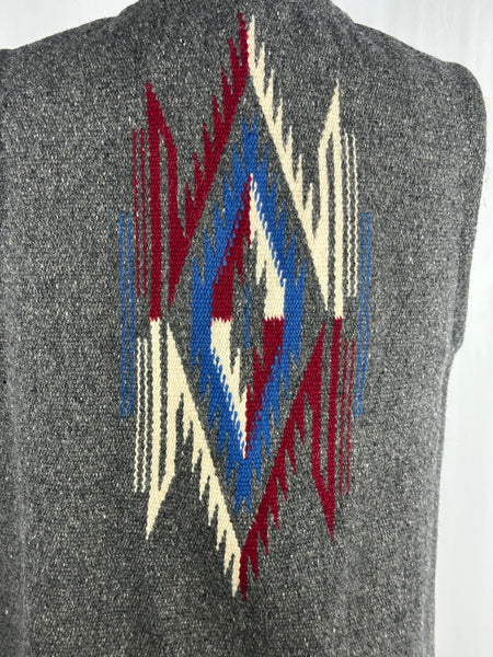 CHIMAYO Southwestern Hand Woven Wool Blanket Vest Ortega (?) • Mens Medium