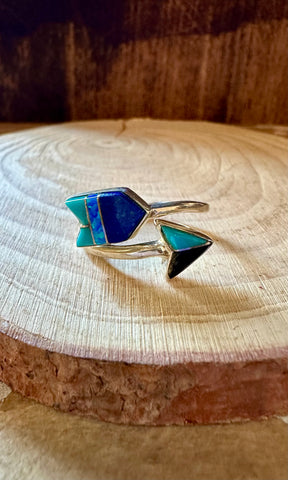 BLUE SPIRIT ARROW Micro Inlay Ring  • Adjustable