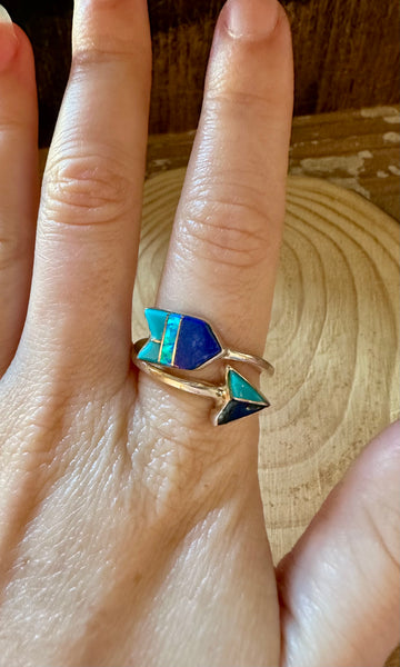 BLUE SPIRIT ARROW Micro Inlay Ring  • Adjustable