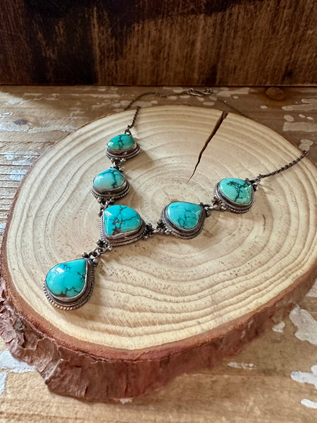 VINTAGE TIBETAN TURQUOISE and Silver Necklace • 30g