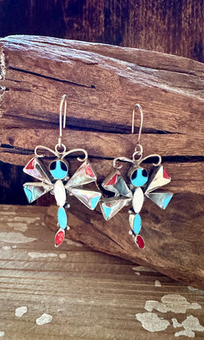 ZUNI DRAGONFLY Silver Earrings • 6g