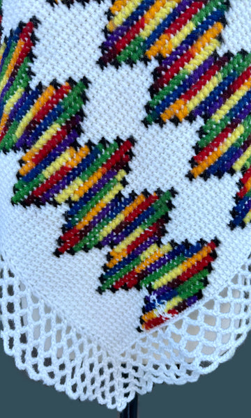 VINTAGE RAINBOW KNIT 70s Crochet Poncho • Open Sizing