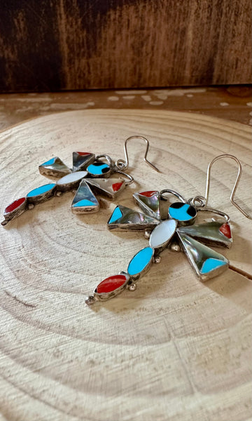 ZUNI DRAGONFLY Silver Earrings • 6g