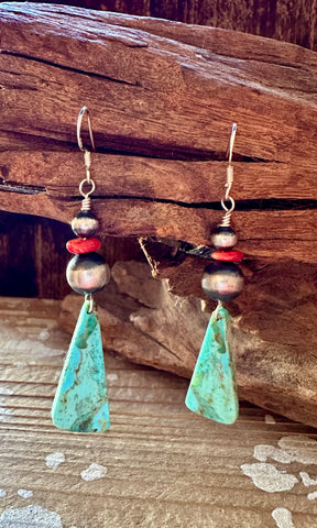 TURQUOISE TRIANGLE DROP Earrings • 6g