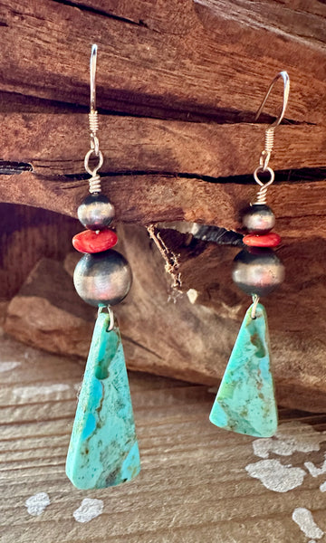 TURQUOISE TRIANGLE DROP Earrings • 6g