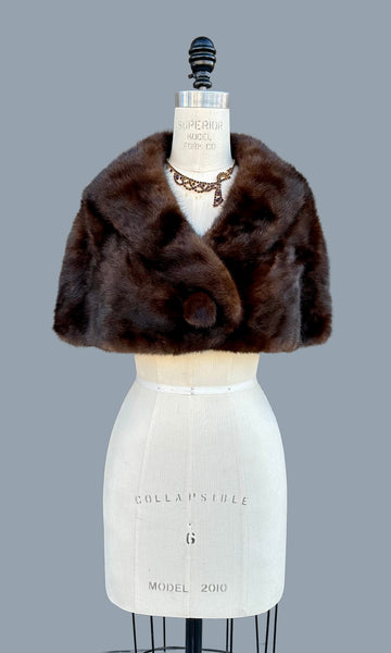 VINTAGE MINK FUR 50s/60s Capelet • Small to Medium