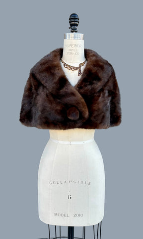VINTAGE MINK FUR 50s/60s Capelet • Small to Medium