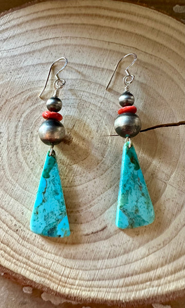 TURQUOISE TRIANGLE DROP Earrings • 6g