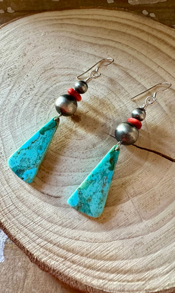 TURQUOISE TRIANGLE DROP Earrings • 6g